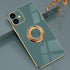 iPhone 11 Phone Case with 360° Rotatable Finger Ring Holder, Magnetic Shiny Gold Plated Edge, Shockproof Soft TPU