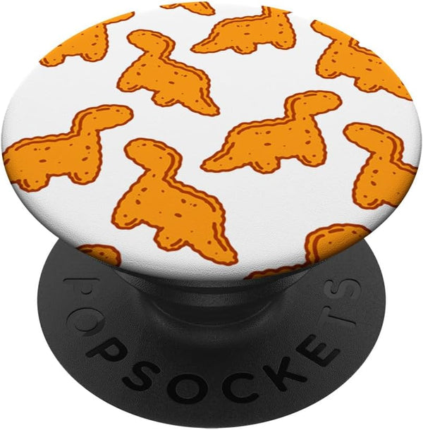 PopSockets PopGrip: Swappable Grip for Phones & Tablets, Cute Dino T-Rex Chicken Nugget Pattern Funny Tyrannosaurus