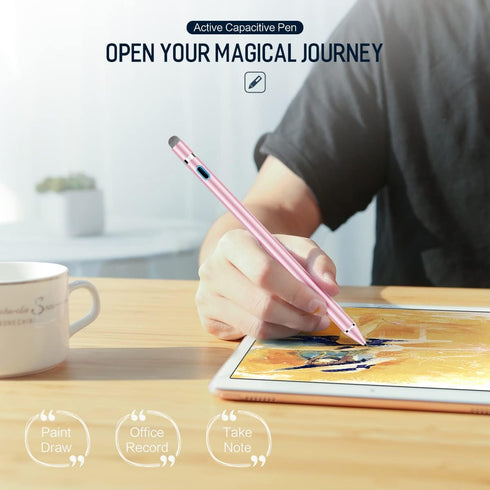 AICase Stylus Pens for Touch Screens - 1.45mm High Precision Point, Active Smart Digital Pen for iOS and Android (Rose
