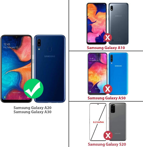 TJS Compatible with Samsung Galaxy A20 and A30 Case, Heavy Duty Drop Protector with Tempered Glass Protector