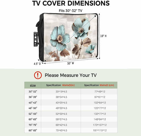 Yukro 30 32 Inches, Blue Broccoli Outdoor TV Cover to Farmhouse Rustic Floral Retro Brown Botanical Waterproof