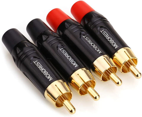MOBOREST RCA Male Plug Adapter - Audio Phono Gold Plated Solder 24K Gold Speaker Plugs RCA Jack Cable Connector Adapter