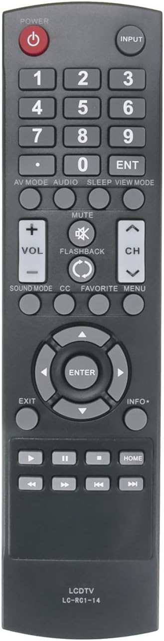 LC-RC1-14 LCRC114 Remote Control Replacement for Sharp LCD TV Models LC-32LB150, LC-32LB150U, LC-32LB261, LC-32LB261U,