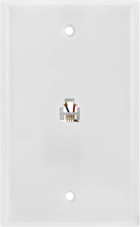 Cmple Single RJ11 Connector with 4 Conductors, Phone Wall Plate Jack, 6P4C with Screws