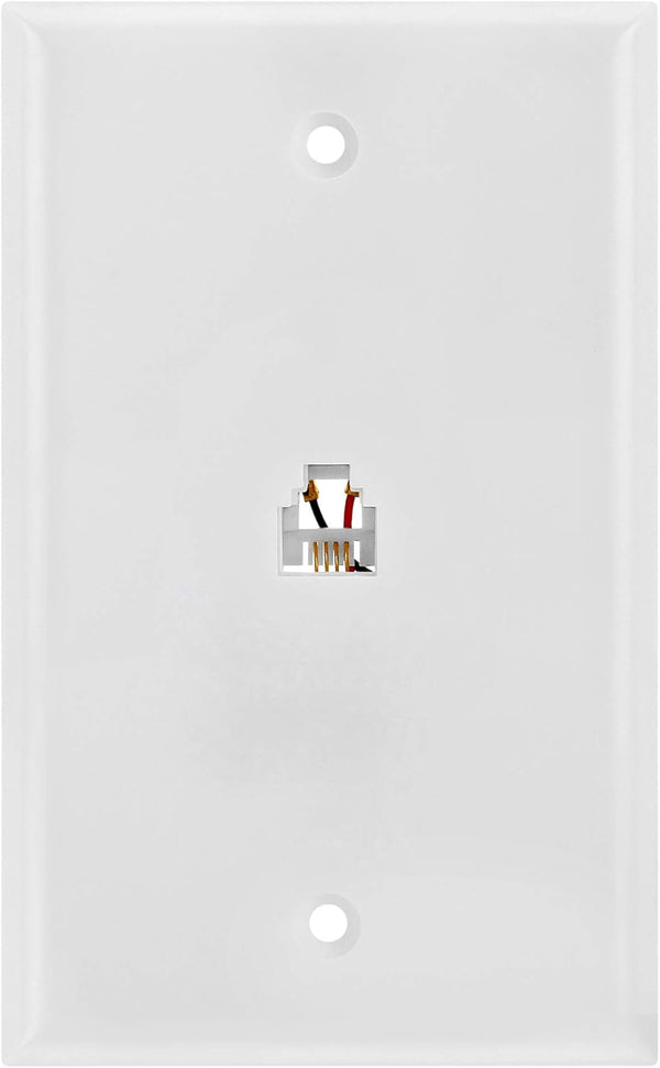 Cmple Single RJ11 Connector with 4 Conductors, Phone Wall Plate Jack, 6P4C with Screws