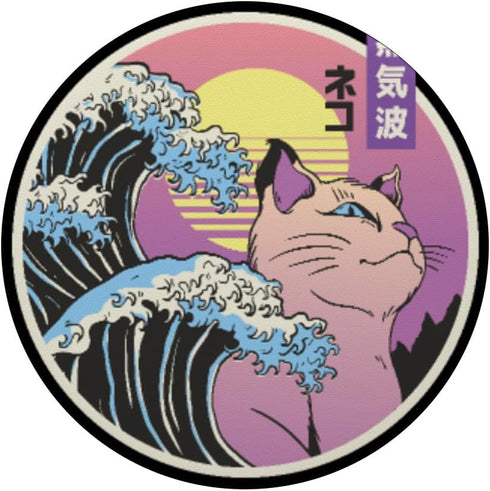 Japanese Vaporwave Cat, Great Wave of Kanagawa PopSockets Standard PopGrip