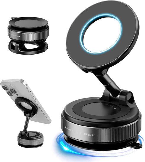 CVchancin 2026 Upgraded Vacuum Magnetic Car Phone Holder 360 Suction Cup Phone Mount