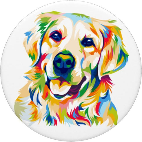 Colorful Pop Art Portrait of Golden Retriever Owner PopSockets Swappable PopGrip