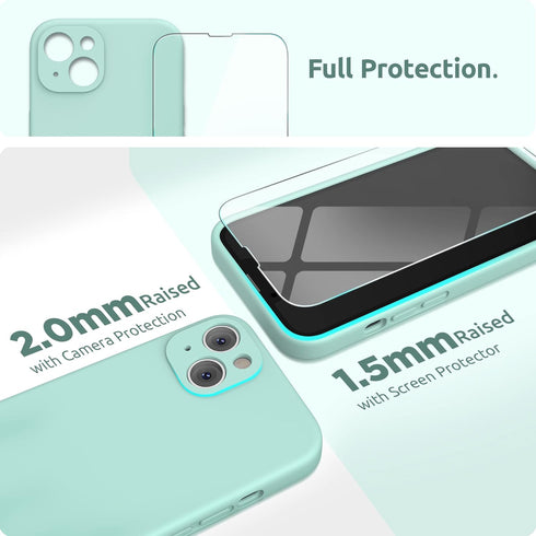 SURPHY Mint Green Compatible Case for iPhone 13 with Screen Protector, (Camera Protection + Soft Microfiber Lining),