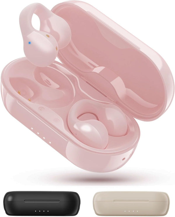 King Lucky i21 Open Ear Clip On Earbuds, Wireless Bluetooth Ear Clip Headphones with Mic, Noise Cancelling, Waterproof