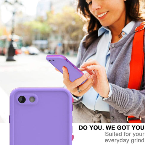 iPhone SE 2020/iPhone 8 Waterproof Case, IP68 Full-Body Sturdy, Built-in Screen Protector, Shockproof - Purple