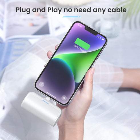 Mini Portable Charger Power Bank for iPhone, 5200mAh Ultra-Compact PD Fast Charging Battery Pack, Compatible