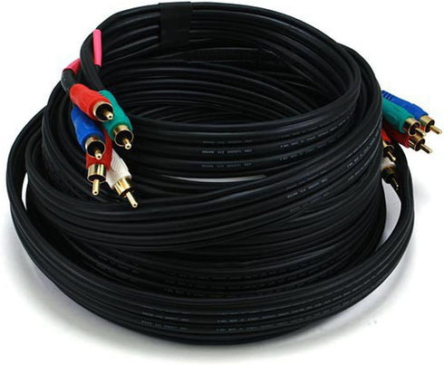 Monoprice 25ft 22AWG 5-RCA Component Video/Audio Coaxial Cable (RG-59/U) - Black