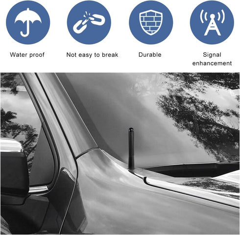 Gasedin 3.14" Car Short Antenna, Carbon Fiber Antennas Replacement with Aluminum Screw, AM/FM Radio Reception Antenna