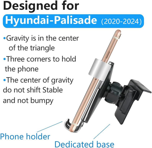 Car Phone Holder for Hyundai Palisade 2020-2024, Best Cell Phone Mount for Navigation, Charging, Air Vent Stand