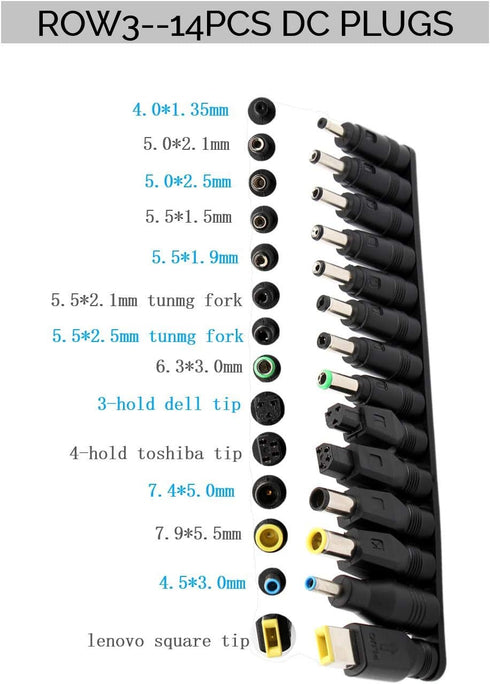 Universal 34pcs DC Connectors Plug Kit, 5.5 x 2.1mm Female Base Power Adapter Connector.
