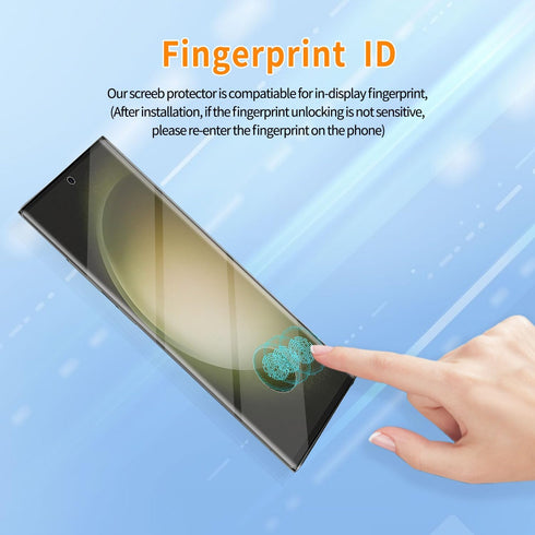 3 Pack Curved Tempered Glass Screen Protector for Samsung Galaxy S23 Ultra 5G 6.8inch, Support Fingerprint ID, HD Clear