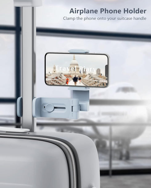 MiiKARE Airplane Travel Essentials Phone Holder, Universal Handsfree Phone Mount for Flying 360 Degree Rotation, Baby Travel Gear Flight Accessory Travel Must Haves Phone Stand for Desk, Table-Blue
