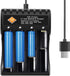 18650 Battery Cell Charger USB Charging Head, 4-Slot Universal Lithium-ion Fast Charger, Intelligent and Automatic