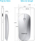 FENIFOX Bluetooth Mouse, Slim Mini Portable Wireless Rechargeable Quiet Ultra-Thin Mice (Silver and White)