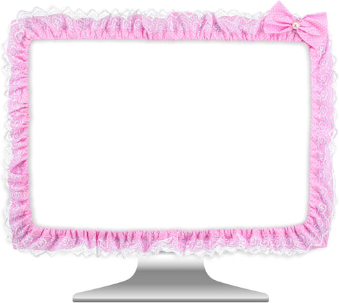 Yuanchu 23"-27" Lovely Computer Monitor Cover, Cute Bow-knot Dust Protector Pink TV Screen