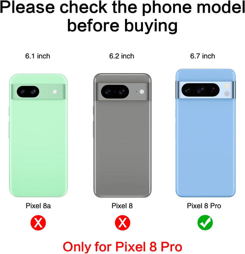 2 PCS for ASDAWN Back Rear Camera Lens Glass Replacement for Google Pixel 8 Pro 6.7 Inches with Pre-Installed Adhesive