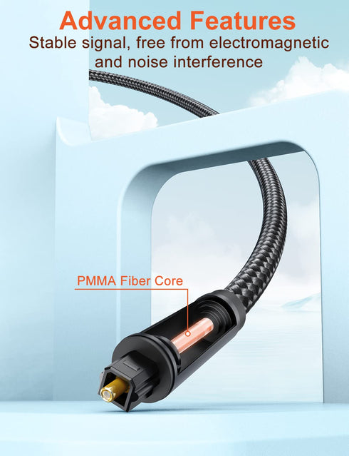 VANAUX Optical Extension Cable, Digital Toslink Male to Female S/PDIF Cords for Home Theater, 5ft/1.5m, Black