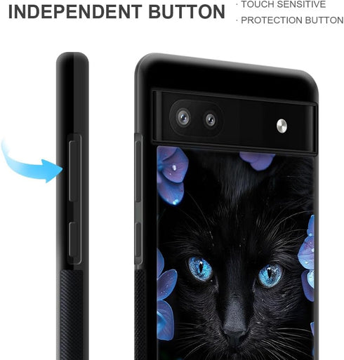 CARLOCA Google Pixel 7a Case, Black Mumbai Clivia Cat, Hard Acrylic Shockproof Phone Case