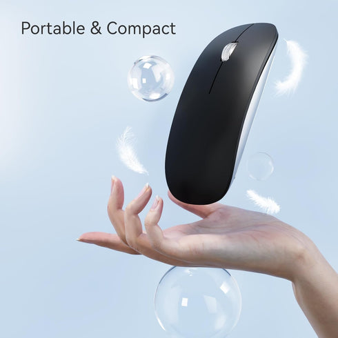 TENMOS M18 Bluetooth Mouse, USB C Rechargeable Wireless Mouse, Triple Mode (Dual Bluetooth+USB) - Matte Black