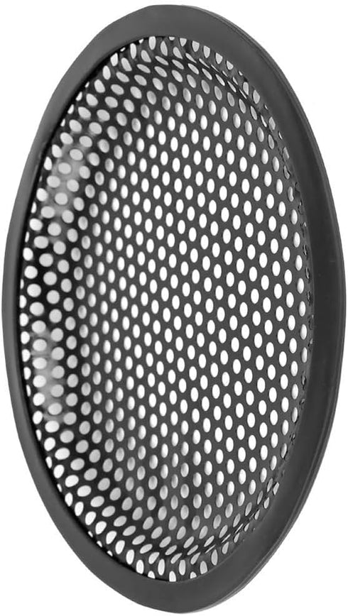 Unifizz 2pcs Car Audio Speaker Subwoofer Metal Waffle Grill Cover, Black Protector with Rubber Edge and Clips, 6.5 Inch