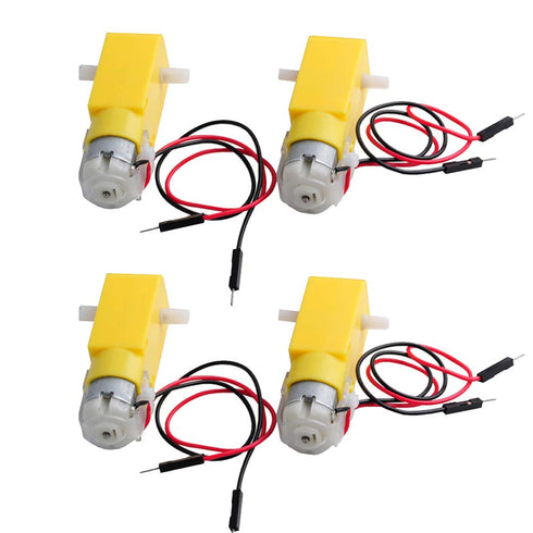 4PCS 3-6V 200RPM 1:48 (4) DC TT Motor Gearbox Motor - Dual Shaft Geared Electric Motors for Ar-duino Smart Car Chassis