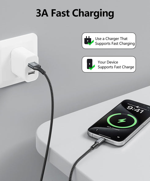 USB C Cable Short 1FT 3Pack, 12 inch 3A USB to USB C Fast Charger Braided Cord for Galaxy S10/S9/S8 Plus, Power Bank
