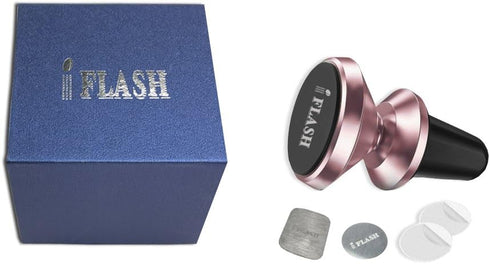 Magnetic Mount - iFlash Aluminum Universal Air Vent Magnetic Car Mount Phone Holder, 360 Degree Rotation, Rose Gold