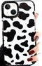 Abbery iPhone 13 Mini Case, Cow Print Clear Design, Cute Durable Silicone TPU Shockproof Protective Cover for Women