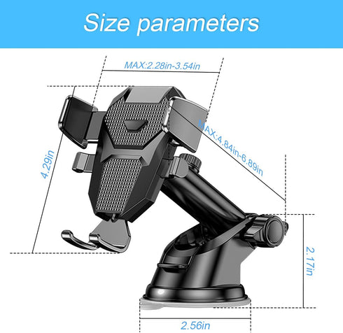 Phone Holder for Car, 360°Rotatable Car Phone Mount for Windshield Dashboard Air Vent, Universal for All Cell Phone and More Devices with Suction Cup and Clip by Moioee