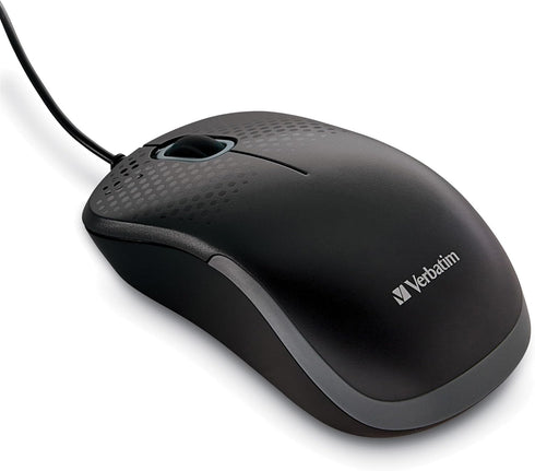 Verbatim USB Silent Corded Optical Mouse | Noiseless and Silent Click Mouse for Mac and PC, Black