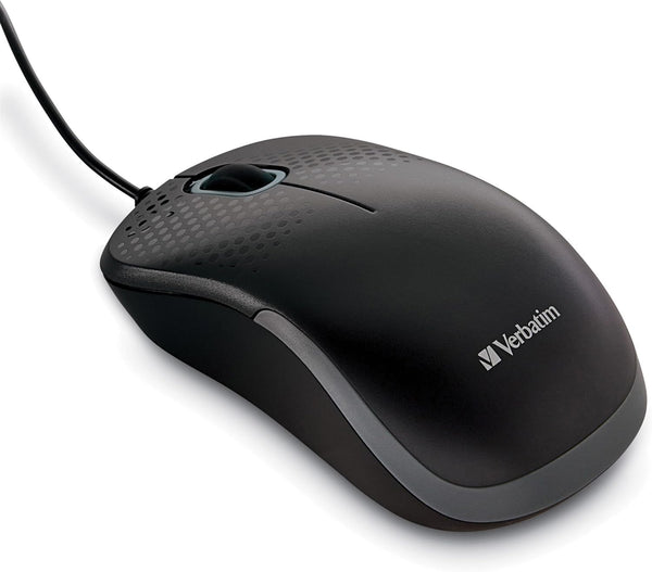 Verbatim USB Silent Corded Optical Mouse | Noiseless and Silent Click Mouse for Mac and PC, Black