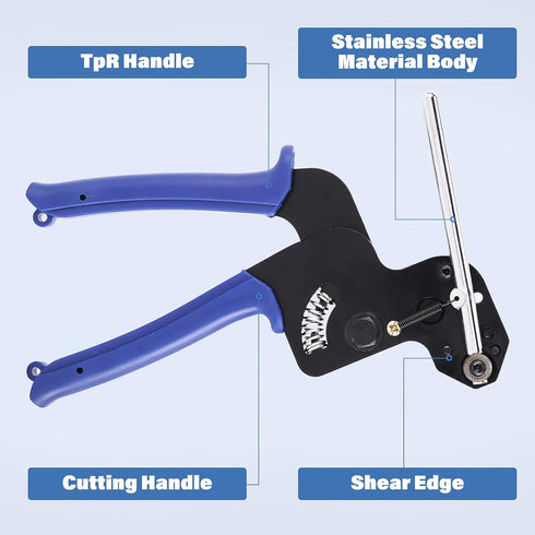 Metal Zip Tie Tool, Adjustable Fastening and Cutting Stainless Steel Cable Tie Gun with 150pcs Metal Zip Ties
