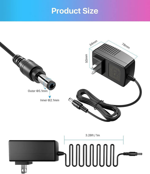 ZOSI 12V 2A 100V-240V US AC to DC Power Supply Adapter & 4-Way Splitter Cable for CCTV Home Security Camera
