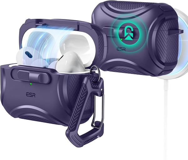 ESR for AirPods Pro Case (2023/2022/2019, 1st/2nd Gen), Cyber Series, Purple, Compatible with MagSafe