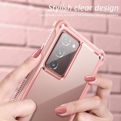 Dexnor for Galaxy Note 20 Ultra Case with Screen Protector, Clear Electroplated Metal 360 Full Body Rugged
