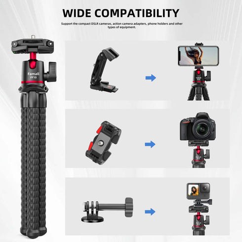 Flexible Phone Tripod for GoPro, Mini Camera Stand with Remote, Tripod Holder for iPhone Samsung Streaming