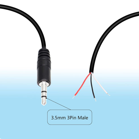 RIIEYOCA 4 Pack 3.5mm Male Plug to Bare Wire Stereo Audio Cable, 1/8" TRS 3 Pole Mono Male Plug to Open End Audio Cable