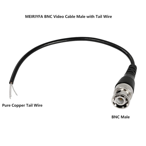 MEIRIYFA BNC Pigtail Cable Bare Wire - BNC Male Coaxial Connector Extension Plug with Open End Wire for CCTV Camera