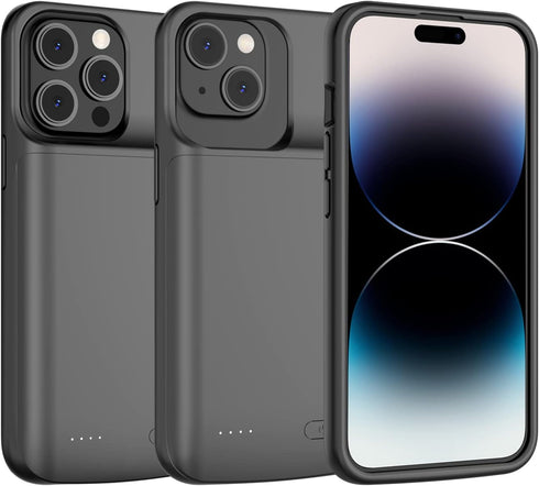 JCK Battery Case for iPhone 14 Plus/Pro Max/13 Pro Max/12 Pro Max, 7000mAh Portable Charging Case, Black