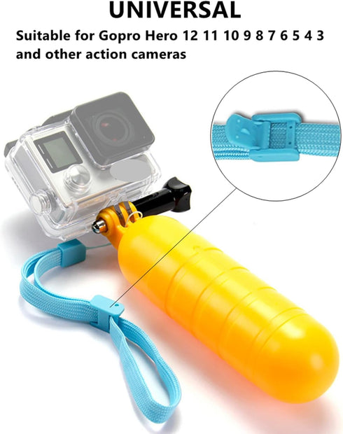 Floating Hand Grip, Waterproof Monopod Anti-loss Handheld Floaty Pole Stick for Gopro Hero 12/11/10/9/8/7/6/5/4 and Other Action Cameras, Suitable for Surfing Diving Snorkeling