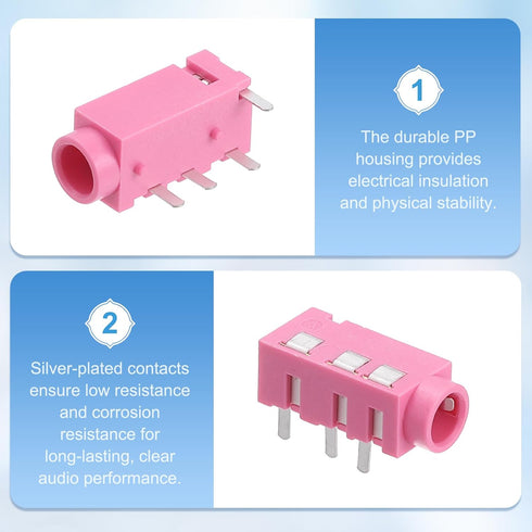 10Pcs 1/8" 3.5mm 4 PJ-320A MP3/MP4 uxcell Stereo Jack Socket, Pin PCB Mount Female Socket Headphone Audio Connector