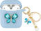 Wonhibo Cute Butterfly Case for AirPods - Cover for Airpod 1 & 2 with Keychain (Blue)