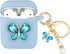 Wonhibo Cute Butterfly Case for AirPods - Cover for Airpod 1 & 2 with Keychain (Blue)