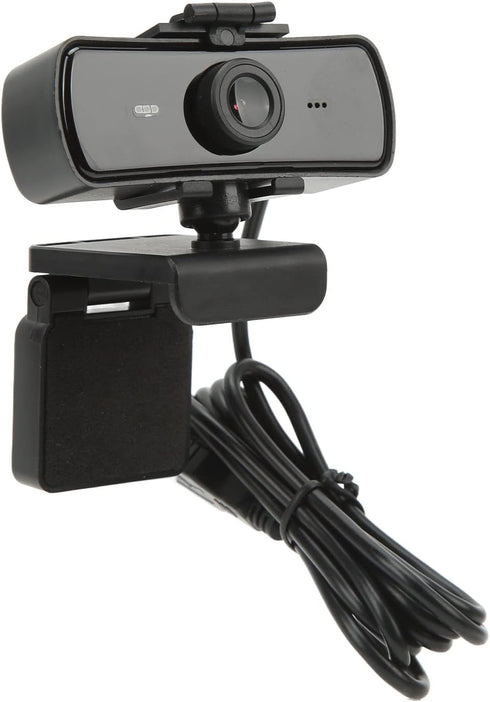 Yunseity 1440P 360 2 Webcam with Microphone, HD USB Computer Web Camera with Rotation, Auto Light Correction Mics